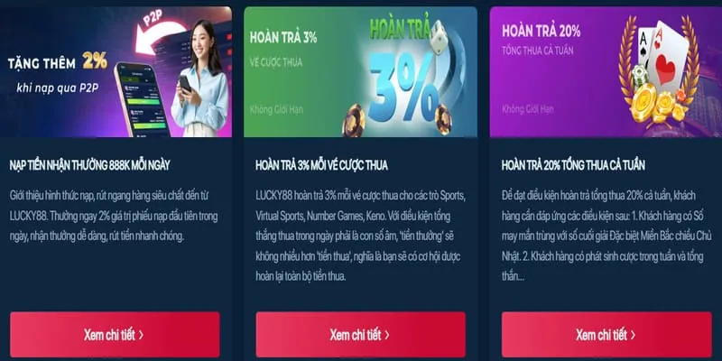Khuyến mãi hoàn trả hàng ngày/tuần hh88 casino